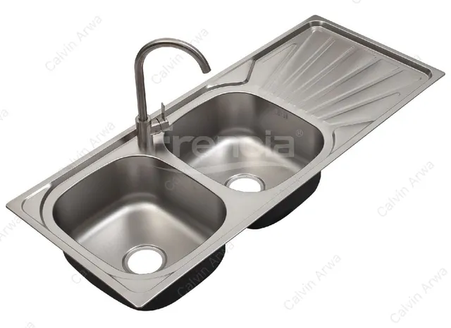 Double bowl sink with drainer